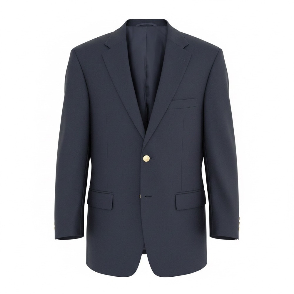 Jos A Bank Travelers Mens Wool Navy Blue Blazer 41R Gold Crest Buttons Tailored